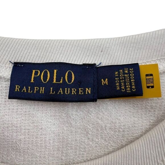 Polo Ralph Lauren French Terry Raised Logo Crewneck Sweatshirt White Size M - Picture 7 of 8